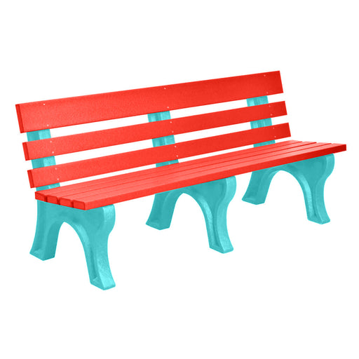 Wildridge Wildridge Red Heritage Outdoor Park Bench Red on Aruba Blue Outdoor Bench LCC-125-WBLLGAB