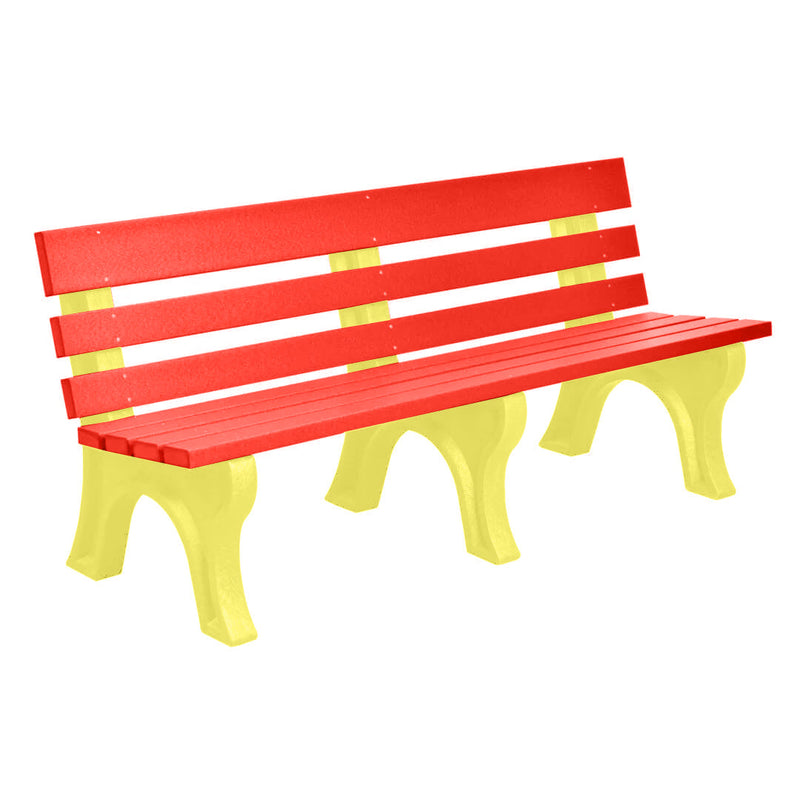 Wildridge Wildridge Red Heritage Outdoor Park Bench Red on Yellow Outdoor Bench LCC-125-WBLLGY