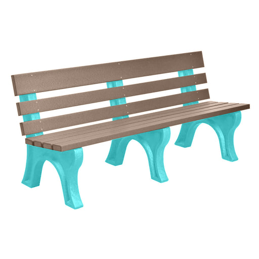 Wildridge Wildridge Weatherwood Heritage Outdoor Park Bench Weatherwood on Aruba Blue Outdoor Bench LCC-125-WBLWWAB