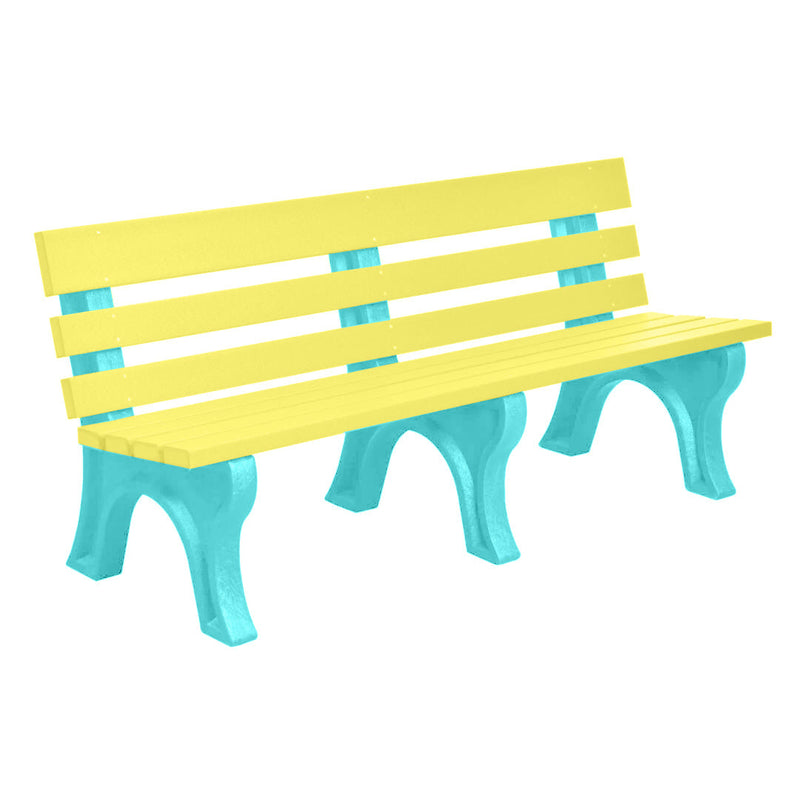 Wildridge Wildridge Yellow Heritage Outdoor Park Bench Yellow on Aruba Blue Outdoor Bench LCC-125-WBLYAB