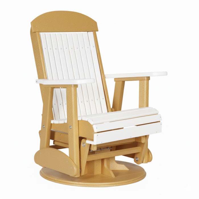 LuxCraft White 2 foot Classic Highback Recycled Plastic Swivel Glider Chair With Cup Holder