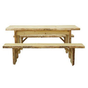 A & L Furniture A & L Furniture Autumnwood Table with 2 Wildwood Benches 6ft / Unfinished Autumnwood Table 8261L-6FT-UNF