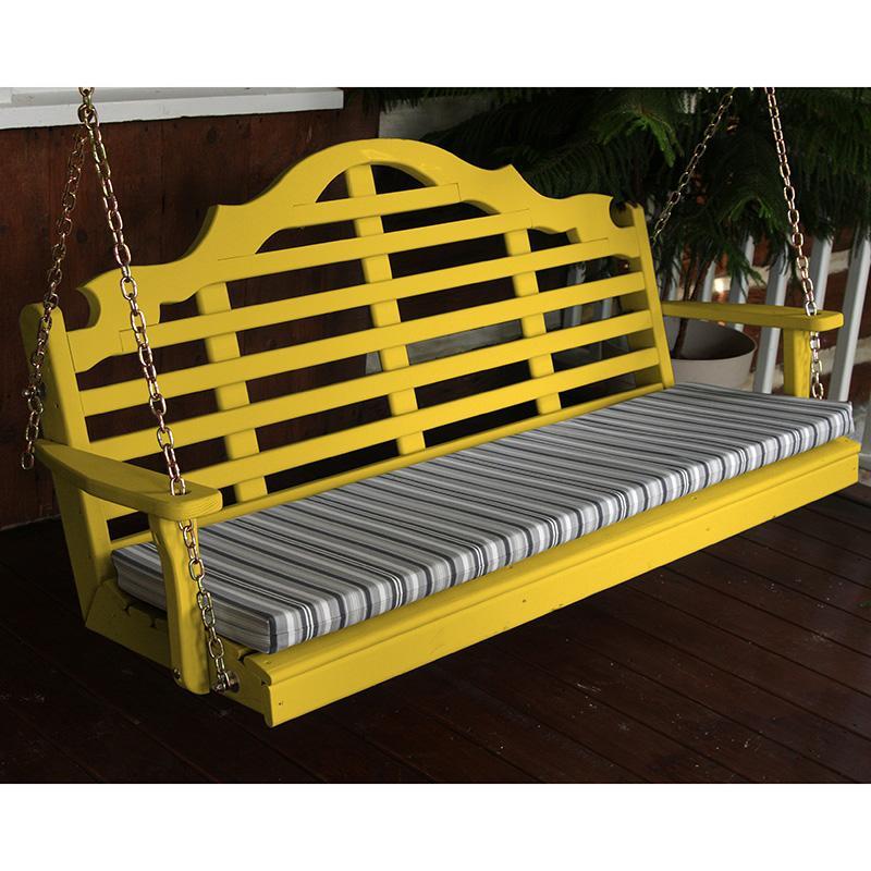 Amish-made A&L Furniture Marlboro swing on front porch