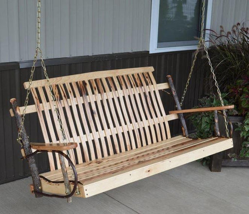 A & L Furniture A & L Furniture Hickory Porch Swing (Chains Included) 5FT / Rustic Hickory Swing 2050-Rustic Hickory