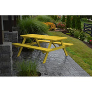 A & L Furniture A & L Furniture Yellow Pine Picnic Table With Attached Benches Unfinished Table & Benches