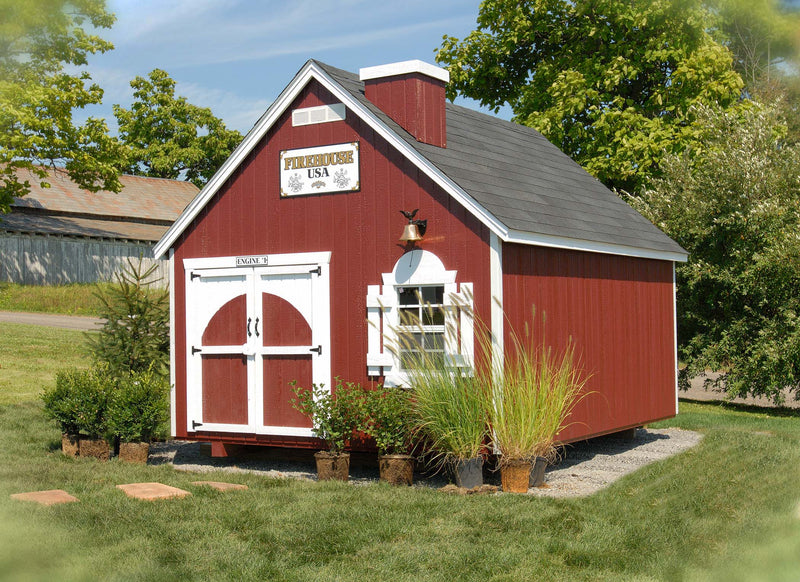 Little Cottage Co. The Firehouse - Panelized Kit with Floor & Chimney Little Cottage Co. Playhouses