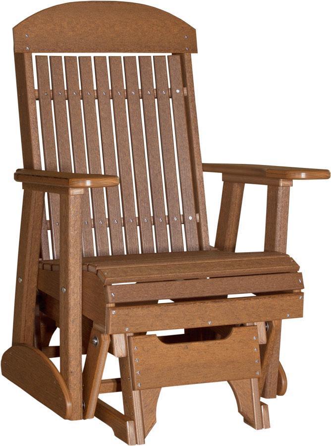 LuxCraft LuxCraft 2 foot Classic Highback Recycled Plastic Glider Chair Antique Mahogany Glider Chair 2CPGAM