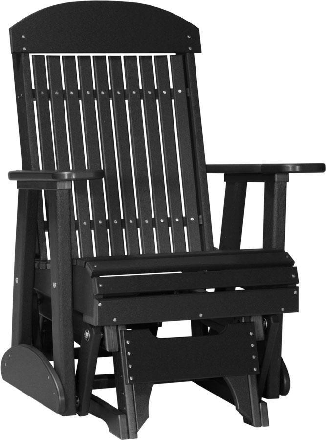 LuxCraft LuxCraft 2 foot Classic Highback Recycled Plastic Glider Chair Black Glider Chair 2CPGBK