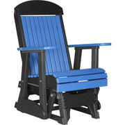 LuxCraft LuxCraft 2 foot Classic Highback Recycled Plastic Glider Chair Blue on Black Glider Chair 2CPGBB