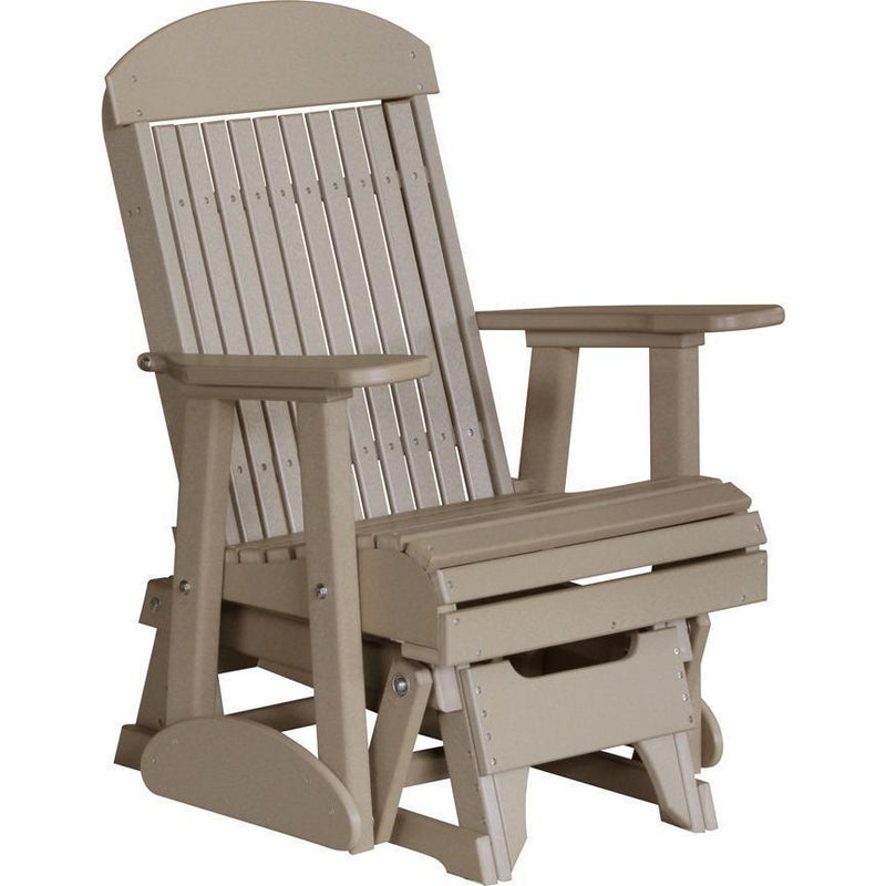 LuxCraft LuxCraft 2 foot Classic Highback Recycled Plastic Glider Chair Weatherwood Glider Chair 2CPGWW