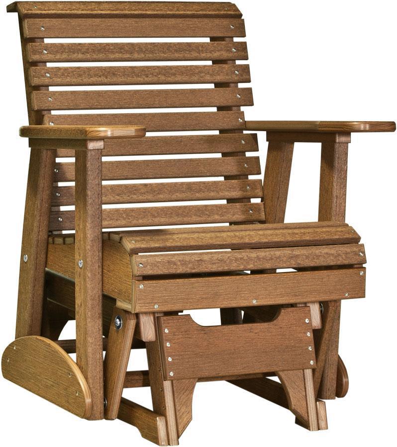 LuxCraft LuxCraft 2 foot Rollback Recycled Plastic Glider Chair Antique Mahogany Glider Chair 2PPGAM