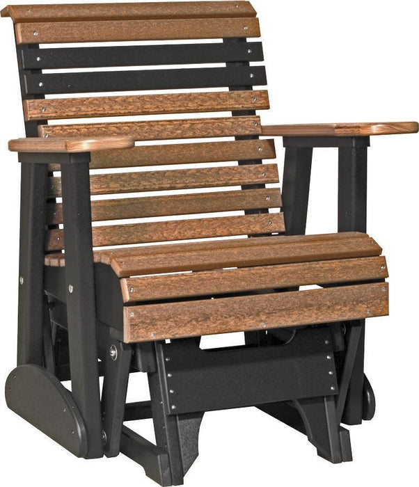 LuxCraft LuxCraft 2 foot Rollback Recycled Plastic Glider Chair Antique Mahogany on Black Glider Chair 2PPGAMB