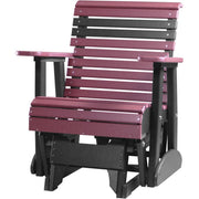 LuxCraft LuxCraft 2 foot Rollback Recycled Plastic Glider Chair Cherrywood On Black Glider Chair 2PPGCWB