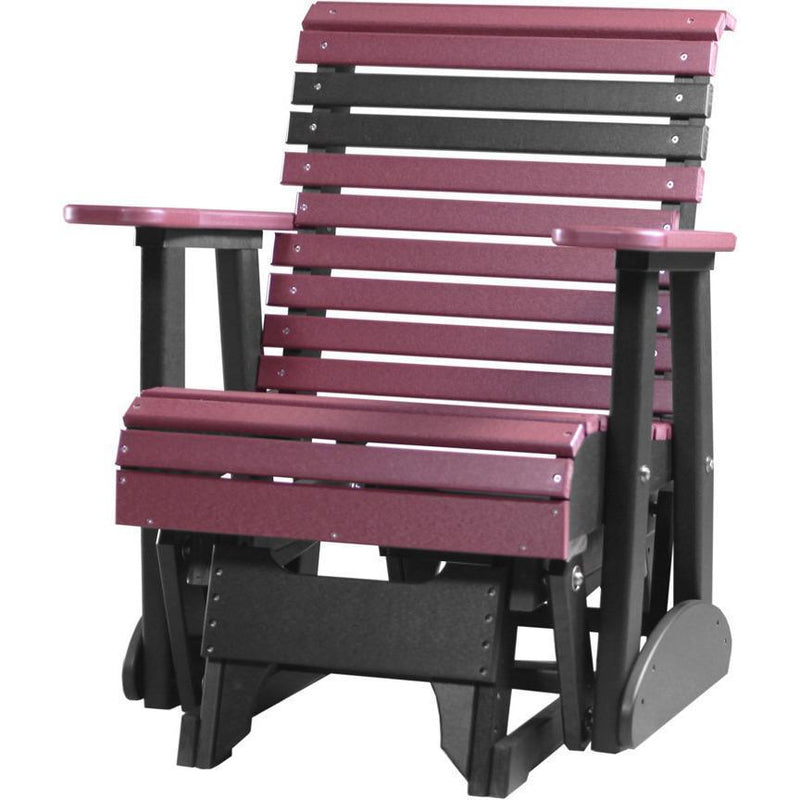 LuxCraft LuxCraft 2 foot Rollback Recycled Plastic Glider Chair Cherrywood On Black Glider Chair 2PPGCWB