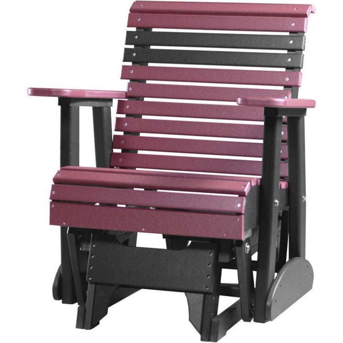 LuxCraft LuxCraft 2 foot Rollback Recycled Plastic Glider Chair Cherrywood On Black Glider Chair 2PPGCWB