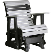 LuxCraft LuxCraft 2 foot Rollback Recycled Plastic Glider Chair Dove Gray On Black Glider Chair 2PPGDGB