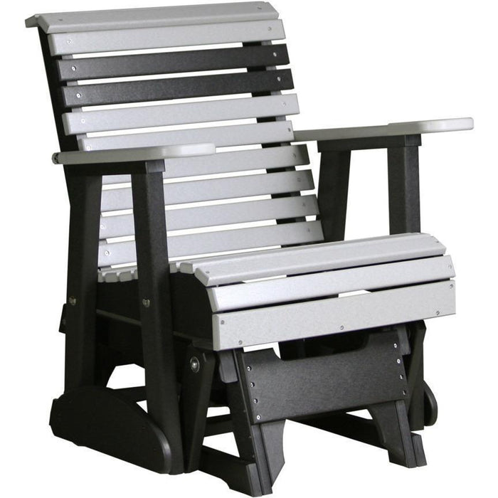 LuxCraft LuxCraft 2 foot Rollback Recycled Plastic Glider Chair Dove Gray On Black Glider Chair 2PPGDGB