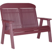 LuxCraft LuxCraft 4' Classic Highback Recycled Plastic Bench Cherry Outdoor Bench 4CPBCW