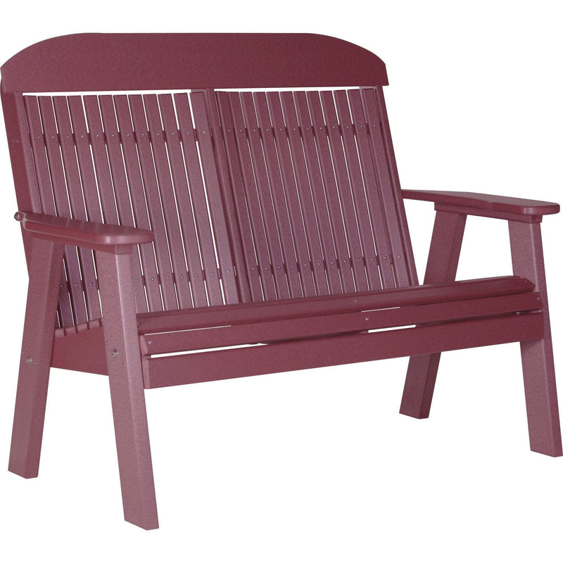 LuxCraft LuxCraft 4' Classic Highback Recycled Plastic Bench Cherry Outdoor Bench 4CPBCW