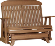 LuxCraft LuxCraft 4 ft. Recycled Plastic Highback Outdoor Glider Bench Antique Mahogany Highback Glider 4CPGAM