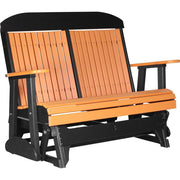 LuxCraft LuxCraft 4 ft. Recycled Plastic Highback Outdoor Glider Bench Tangerine On Black Highback Glider 4CPGTB