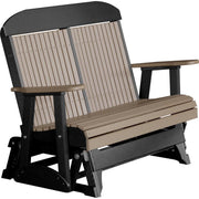 LuxCraft LuxCraft 4 ft. Recycled Plastic Highback Outdoor Glider Bench Weatherwood On Black Highback Glider 4CPGWWB