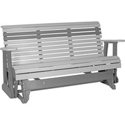 LuxCraft LuxCraft 5 foot Rollback Recycled Plastic Outdoor Glider Dove Gray On Slate Rollback Glider 5PPGDGS
