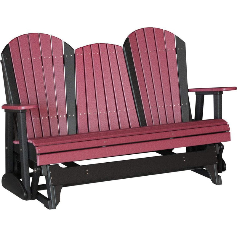 LuxCraft LuxCraft 5 ft. Recycled Plastic Adirondack Outdoor Glider Cherrywood On Black Adirondack Glider 5APGCWB
