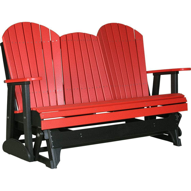 LuxCraft LuxCraft 5 ft. Recycled Plastic Adirondack Outdoor Glider Red On Black Adirondack Glider 5APGRB
