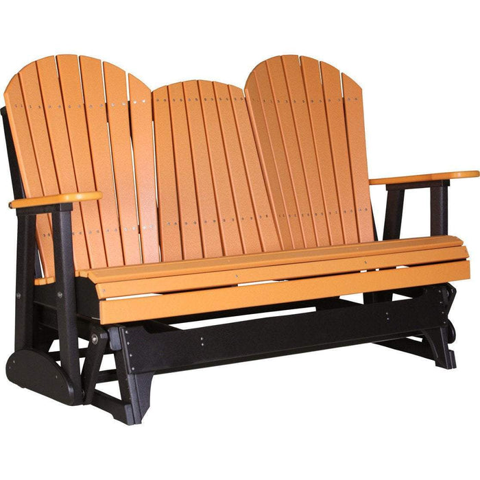 LuxCraft LuxCraft 5 ft. Recycled Plastic Adirondack Outdoor Glider Tangerine On Black Adirondack Glider 5APGTB