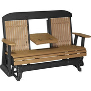 LuxCraft LuxCraft 5 ft. Recycled Plastic Highback Outdoor Glider Cedar On Black Highback Glider 5CPGCB