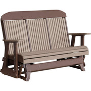 LuxCraft LuxCraft 5 ft. Recycled Plastic Highback Outdoor Glider Weather Wood On Chestnut Brown Highback Glider 5CPGWWCBR