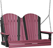 LuxCraft Adirondack 4ft. porch swing in cherrywood on black
