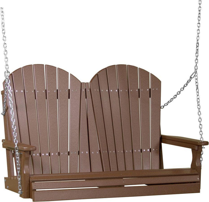 LuxCraft LuxCraft Adirondack 4ft. Recycled Plastic Porch Swing Chestnut Brown / Adirondack Porch Swing 4APSCBR