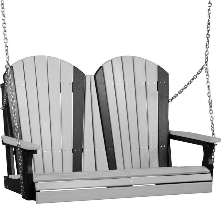 LuxCraft LuxCraft Adirondack 4ft. Recycled Plastic Porch Swing Dove Gray on Black / Adirondack Porch Swing 4APSDGB