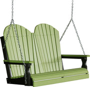 LuxCraft Adirondack 4ft. porch swing in lime green on black