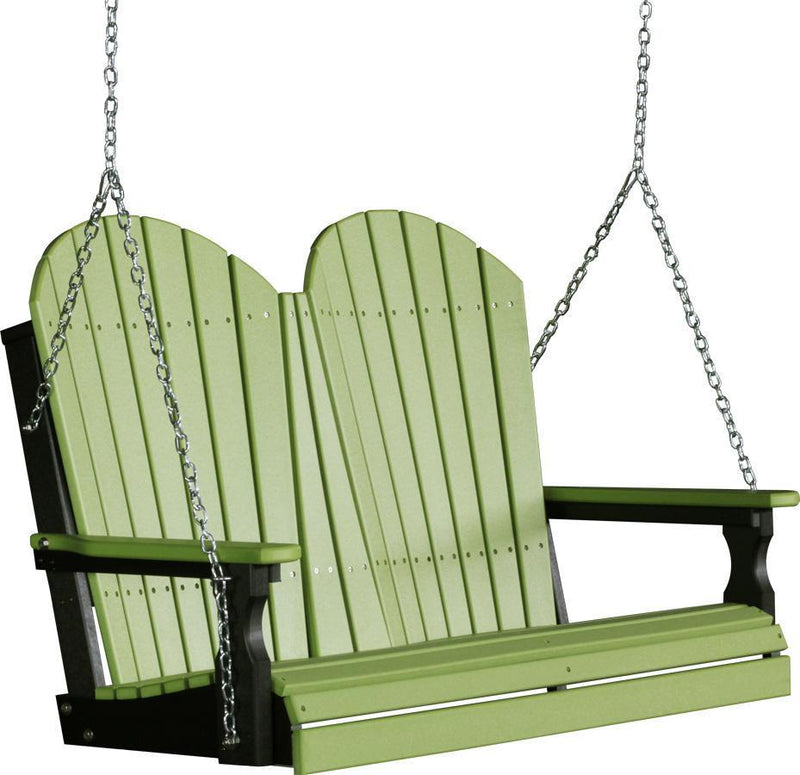 LuxCraft Adirondack 4ft. porch swing in lime green on black