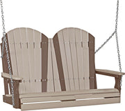 LuxCraft Adirondack 4ft. porch swing in weatherwood on chestnut brown