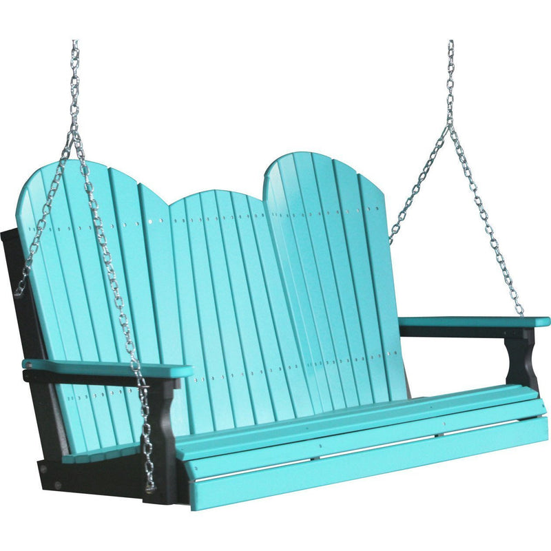LuxCraft LuxCraft Adirondack 5ft. Recycled Plastic Porch Swing Aruba Blue On Black / Adirondack Porch Swing 5APSABB