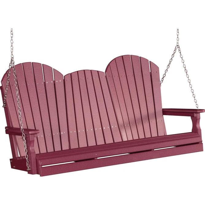 LuxCraft Adirondack 5ft. porch swing in cherry Adirondack fan-back style