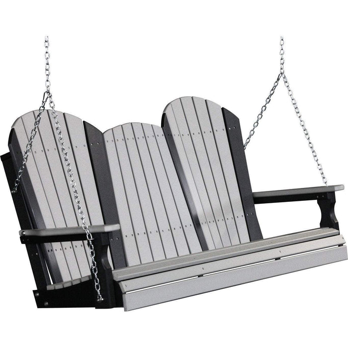 LuxCraft LuxCraft Adirondack 5ft. Recycled Plastic Porch Swing Dove Gray On Black / Adirondack Porch Swing 5APSDGB