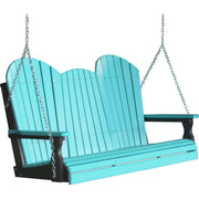 LuxCraft LuxCraft Adirondack 5ft. Recycled Plastic Porch Swing With Cup Holder Aruba Blue On Black / Adirondack Porch Swing Porch Swing 5APSABB