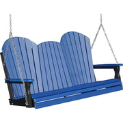 LuxCraft LuxCraft Adirondack 5ft. Recycled Plastic Porch Swing With Cup Holder Blue On Black / Adirondack Porch Swing Porch Swing 5APSBB