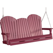 LuxCraft LuxCraft Adirondack 5ft. Recycled Plastic Porch Swing With Cup Holder Cherry / Adirondack Porch Swing Porch Swing 5APSC
