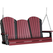 LuxCraft LuxCraft Adirondack 5ft. Recycled Plastic Porch Swing With Cup Holder Cherrywood On Black / Adirondack Porch Swing Porch Swing 5APSCWB