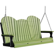LuxCraft LuxCraft Adirondack 5ft. Recycled Plastic Porch Swing With Cup Holder Lime Green On Black / Adirondack Porch Swing Porch Swing 5APSLGB