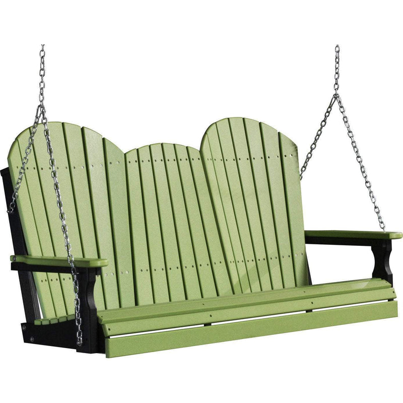 LuxCraft LuxCraft Adirondack 5ft. Recycled Plastic Porch Swing With Cup Holder Lime Green On Black / Adirondack Porch Swing Porch Swing 5APSLGB