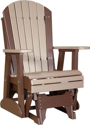 LuxCraft LuxCraft Adirondack Recycled Plastic 2 Foot Glider Chair Weather Wood on Chestnut Brown Glider Chair 2APGWWCBR