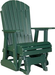 LuxCraft LuxCraft Adirondack Recycled Plastic 2 Foot Glider Chair With Cup Holder Green Glider Chair 2APGG