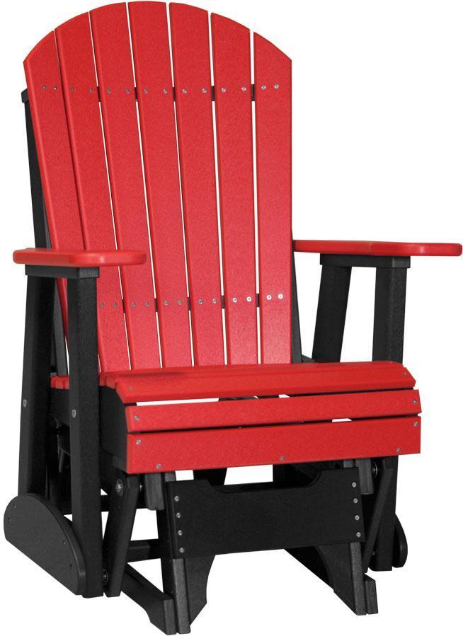 LuxCraft LuxCraft Adirondack Recycled Plastic 2 Foot Glider Chair With Cup Holder Red on Black Glider Chair 2APGRB